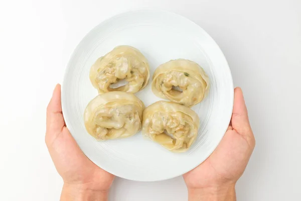 Dumplings Con Carne Comida Con Una Textura Suave Alimentos Envueltos —  Fotos de Stock