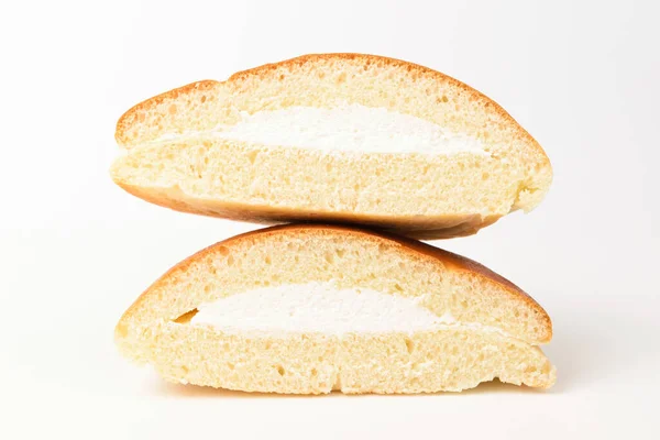 Pão Com Creme Macio Sobremesa Com Sabor Salgado Pão Com — Fotografia de Stock