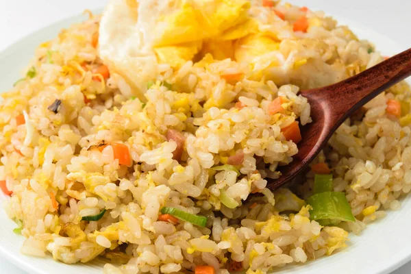 Arroz Frito Con Verduras Jamón Arroz Frito Platos Con Carne — Foto de Stock