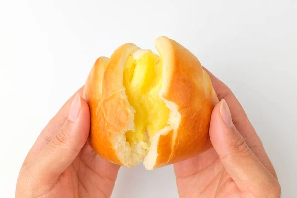 Pão Com Creme Macio Sobremesa Com Uma Textura Suave Comida — Fotografia de Stock