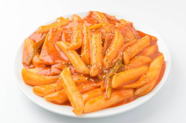 Kore yemek kültürü. Baharatlı Kore yemeği. Baharatlı pirinç keki.