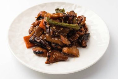 Ahtapot yemeği. Deniz ürünleri kızartması. Asya yemek kültürü