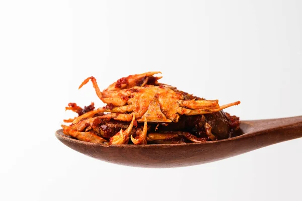 螃蟹小菜炒海鲜调料 具有脆质感的烹调 — 图库照片