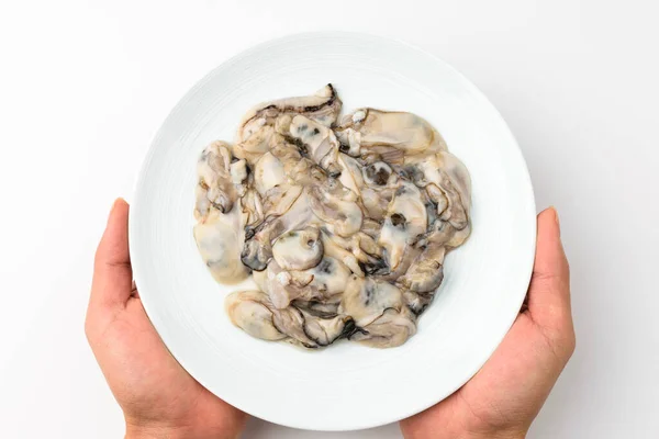 生的生牡蛎 味道浓郁的海鲜贝类食品 — 图库照片