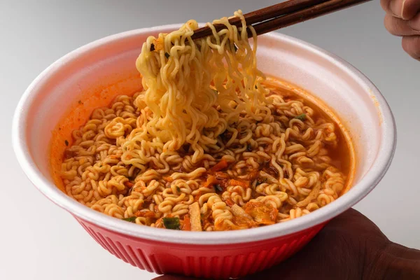 Cultura Gastronómica Asiática Fideos Instantáneos Cocinando Sopa Picante Comida — Foto de Stock