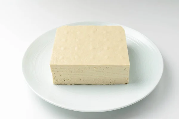 Tofu Feito Com Grãos Moídos Tofu Forma Quadrada Alimentos Feitos — Fotografia de Stock