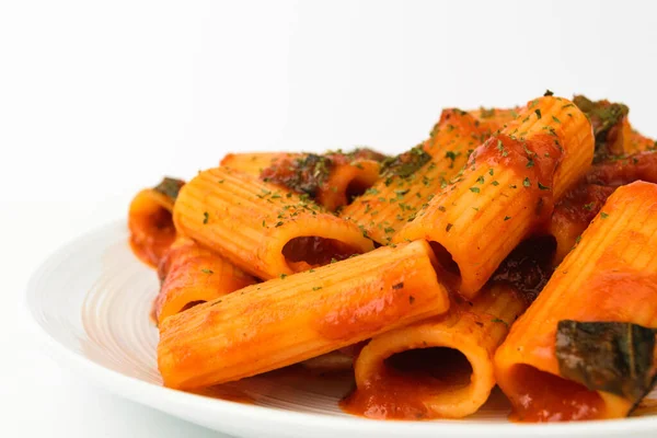 Budaya Makanan Italia Pasta Saus Tomat Asin Dan Asam Hidangan — Stok Foto