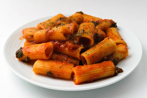 Budaya Makanan Italia Pasta Saus Tomat Asin Dan Asam Hidangan — Stok Foto
