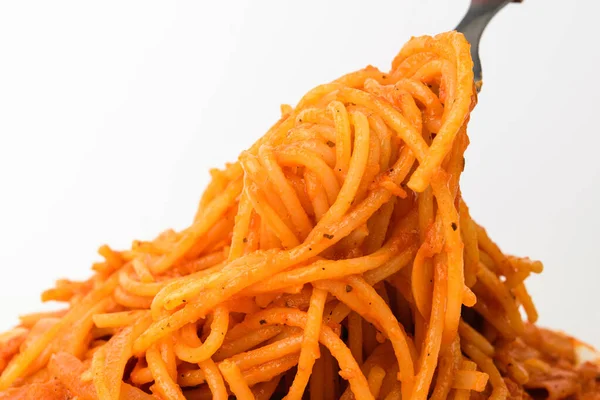 Tomatencremesauce Pasta Vorhanden Ein Gericht Mit Tomaten Sahne Sauce Mehlnudeln — Stockfoto