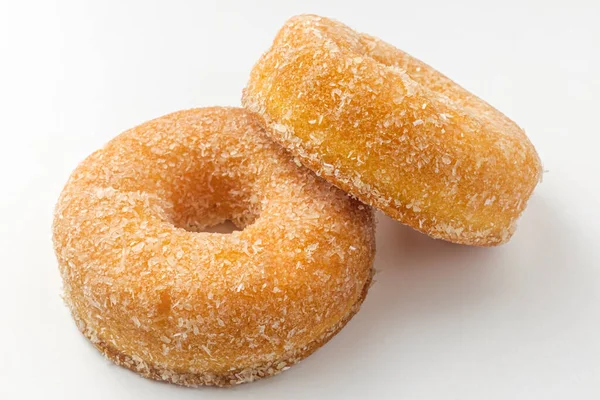 Donuts Polvilhado Com Coco Pão Frito Sobremesa Doce Macia — Fotografia de Stock