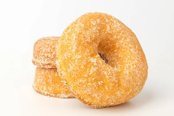 Donuts Polvilhado Com Coco Pão Frito Sobremesa Doce Macia — Fotografia de Stock