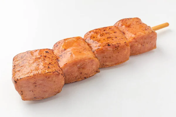 Comida Feita Porco Carne Picada Espetos Cozinha Grelhados Sobre Fogo — Fotografia de Stock