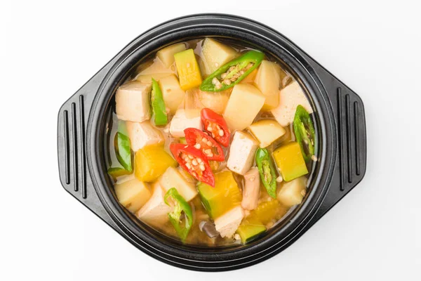 East Asian food culture. Food made with miso. Boiled vegetables and miso
