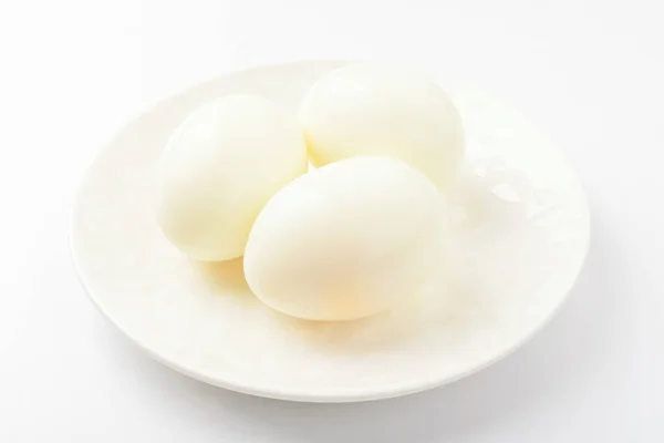 Αυγά Βρασμένα Νερό Τρόφιμα Συχνά Τρώγονται Όταν Κάνουν Δίαιτα Ελαφρά — Φωτογραφία Αρχείου