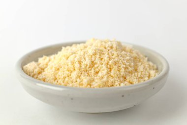 Parmesan peyniri. Güzel peynir tozu. Lezzetli ve tuzlu