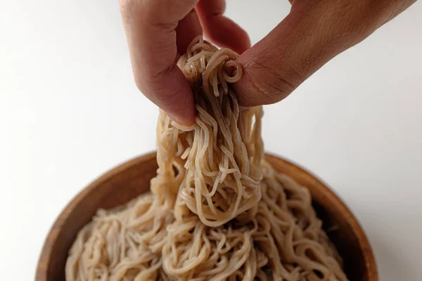 Boekweit Noedels Langwerpige Noedels Levensmiddelen Met Boekweit — Stockfoto