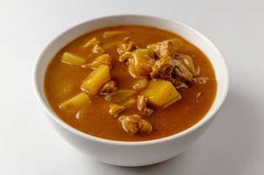 Baharatlı baharatlı köri. Sebzeli Hint yemeği. Hint yemek kültürü