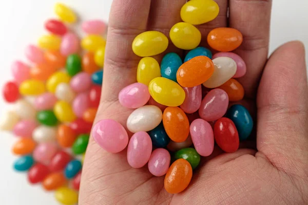 Sweet Chewy Jelly Bean Shaped Dessert Different Colored Jellies — Stock Photo, Image