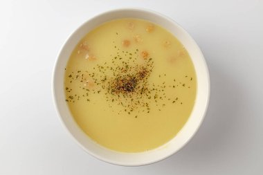 Mısır çorbası. Yemekler yemekten önce yenir. Tatlı ve leziz bir yiyecek.