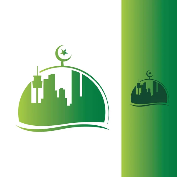 Islamic Center Building Moslem Center Mosque Logo Design Graphic Concept — Stock Vector