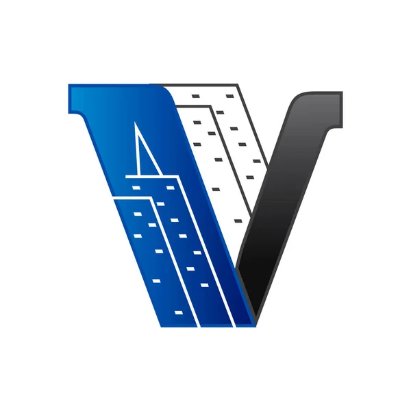 Architektonický Koncept Písmeno Logo Koncept Modrooranžovým Prvkem Ikona Šablona — Stockový vektor