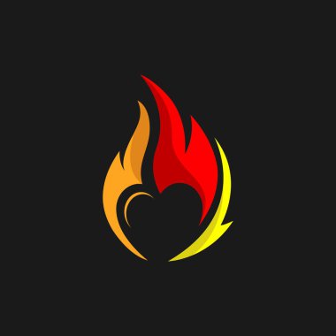 tutkulu alev kalpli sıcak ateş logosu tasarım vektörü çizimi