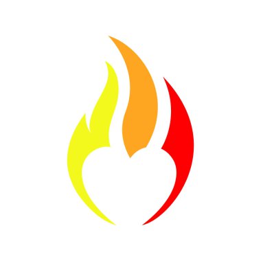 tutkulu alev kalpli sıcak ateş logosu tasarım vektörü çizimi