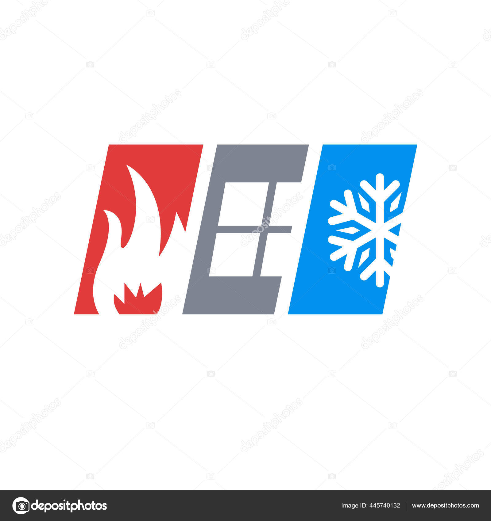Combination Fire Roof Wrench Snow Flakes Icon Hvac Logo Design