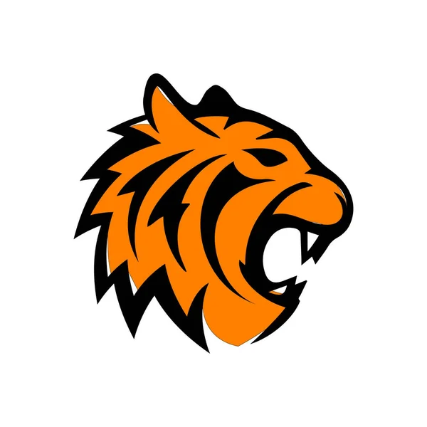 Moderne Créatif Colère Orange Tête Tigre Logo Vectoriel Symbole Entreprise — Image vectorielle