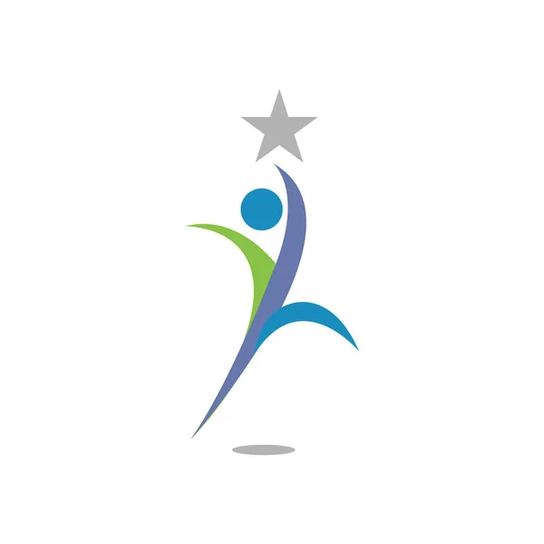 Modern Yaratıcı Yükselen Yıldız Logo Vektör Sembolü Insanlar Yıldız Simge — Stok Vektör