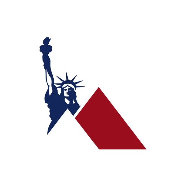 Combination Triangle American Symbol Liberty Statue Logo Design Vector Illustrations — Stock Vector