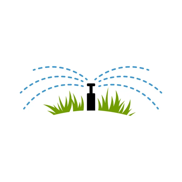 水滴灌漑サービスのある景観灌漑システム芝生スプリンクラーロゴデザインベクトルイラスト ストックイラスト