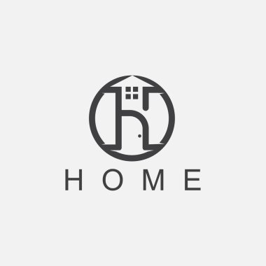 H harfi logosu ve ev vektörü konsepti element simgesi ve şablon illüstrasyonunun kombinasyonu