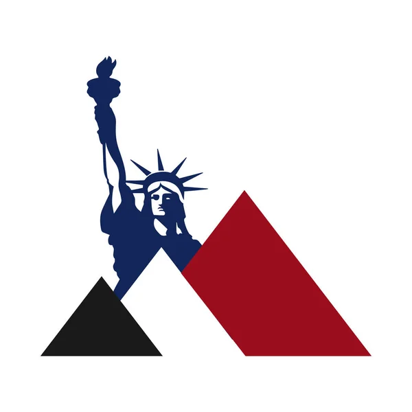 Kombination Aus Dreieck Mit Amerikanischem Symbol Freiheitsstatue Logo Design Vektor — Stockvektor