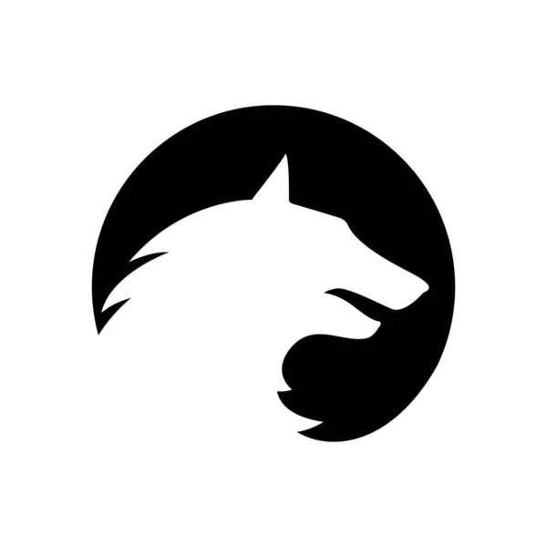 Gran Poderosa Bestia Lobo Cabeza Logo Diseño Círculo Vector Signo — Vector de stock