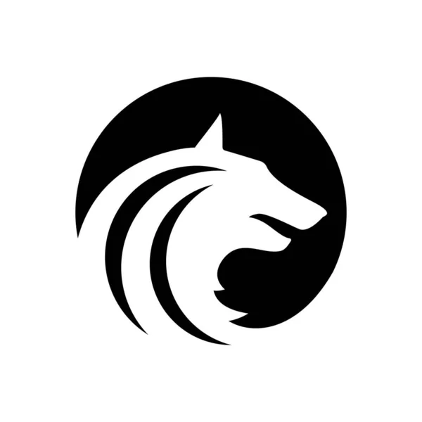 大きな強力な獣狼の頭のロゴのデザインサークルベクトル記号のコンセプトイラスト比率 — ストックベクタ