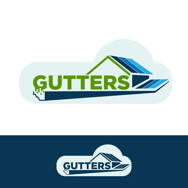 Home Exterior Pipe Installation House Roof Gutter Logo Design Vector — Stock Vector