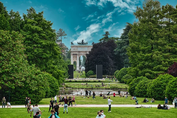 Milan Talya Ağustos 2020 Barış Kemeri Arco Della Pace Kapısı — Stok fotoğraf