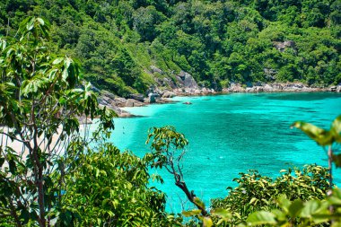 Similan Adaları, Khaolak, Phang-Nga, Tayland 18 Nisan 2021 Sersemletici, Andaman Denizi 'nin Similan Adaları' ndaki turkuaz mavi sularıyla manzaralı