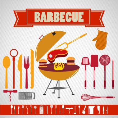 Barbekü koleksiyonu Restoran illüstrasyon ayarla