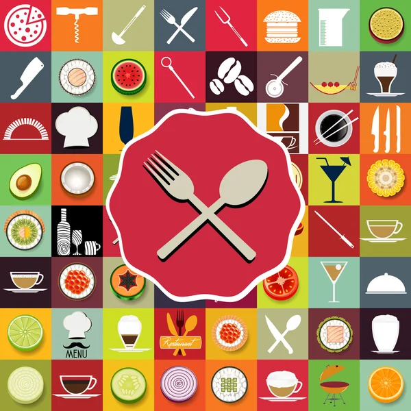 Menu Restaurant Set Collection Icon — 图库矢量图片