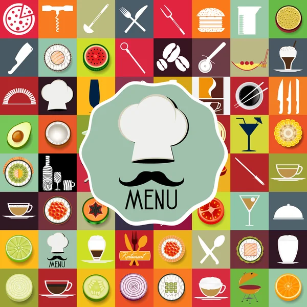 Menu Restaurant Set Collection Icon — 图库矢量图片
