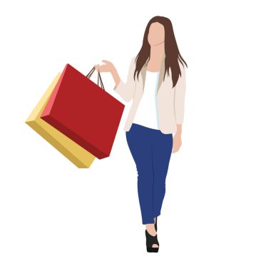 Alış veriş yapan düz resimli kız.