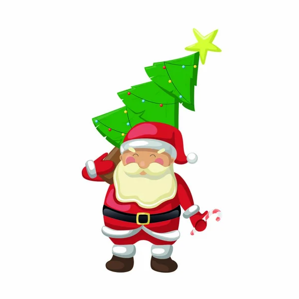 Neujahr Weihnachtsmann Mit Weihnachtsbaum — Stockvektor