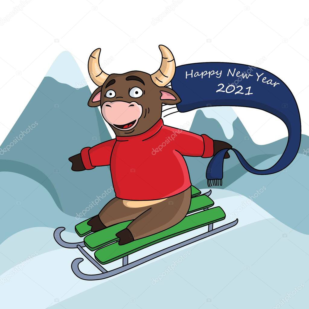 Figure symbol of New Year 2021 bull