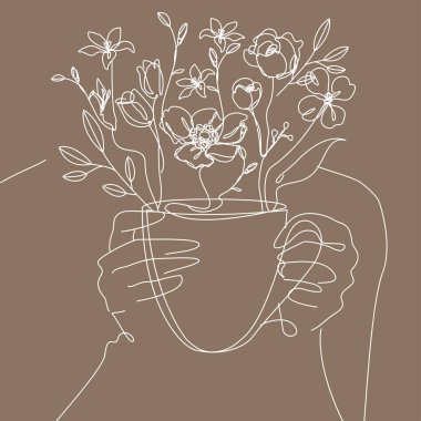 8 Mart için vektör el güzel bir kart çiziyor