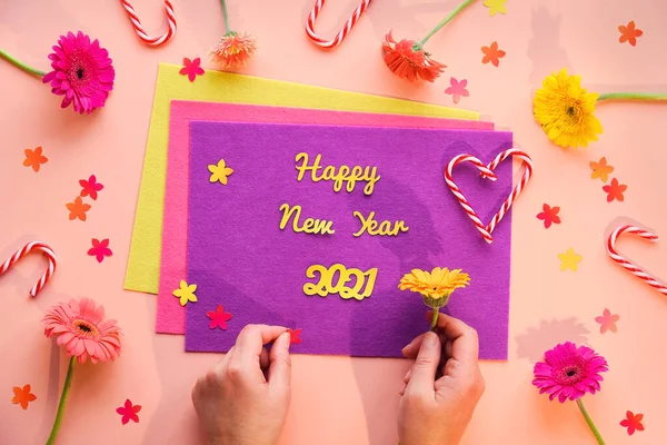 New Year 2021 July Warm Season Southern Hemisphere Vibrant Flat — Stock Photo, Image