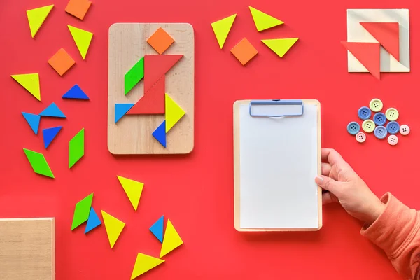 Creatief Ontwerp Voor Autisme Werelddag April Houdt Een Houten Plank — Stockfoto