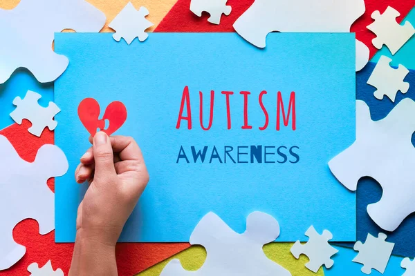 Ontwerp Van Het Concept Papier World Autism Awareness Day Tekst — Stockfoto