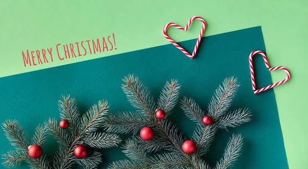 Рождество Два Тона Праздничный Фон Зеленой Бумаге Напиши Счастливого Рождества — стоковое фото